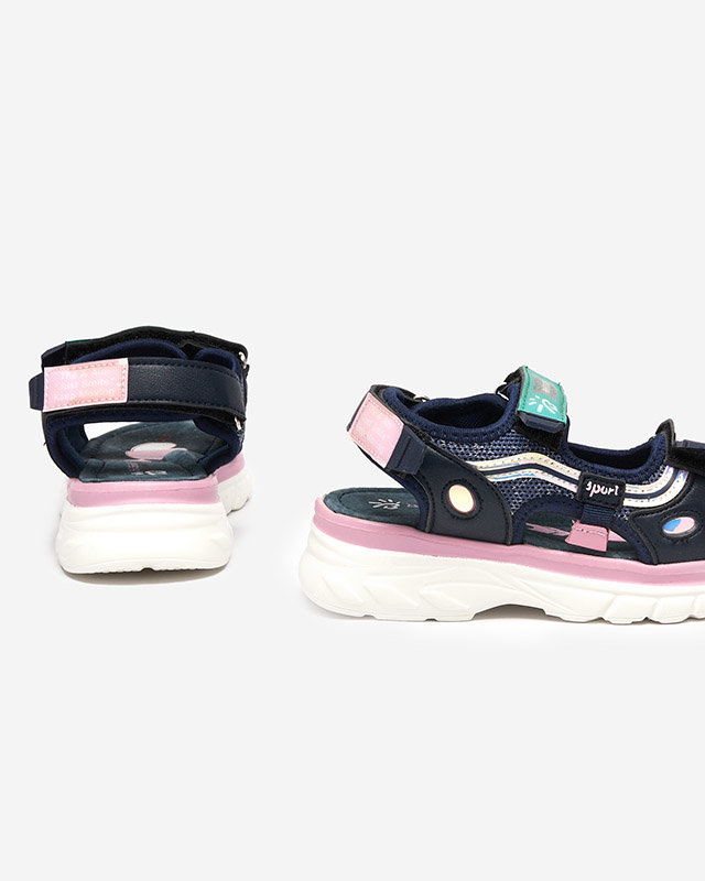 Marineblaue Kindersandale mit bunten Einsätzen Meniko - Footwear