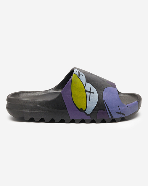 OUTLET Чорні гумові жіночі тапочки з принтом Pfizz-footwear