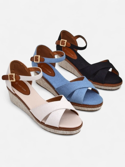 Royalfashion Damen Keilsandalen ohne Zehen Terrific