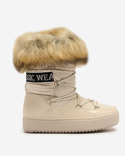 Royalfashion Beige Schlupfstiefel a'la Schneestiefel für Damen Gomllo
