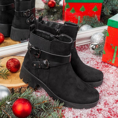 Schwarze flache Stiefeletten Debra - Footwear