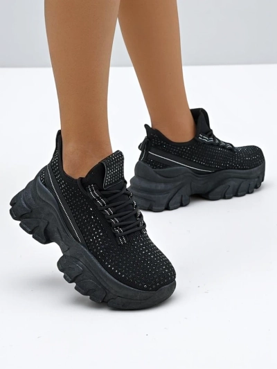 Royalfashion Damen Sport Sneakers mit Strass Blysco