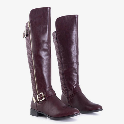 Жіночі темно-бордові стьобані черевики до середини литки Latonya - Взуття