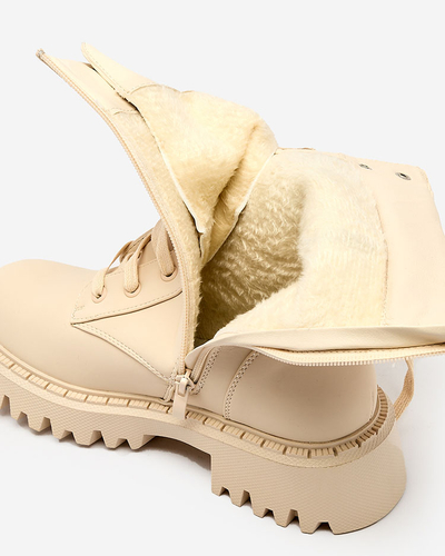 Жіночі черевики на шнурівці Royalfashion бежеві Vifititi