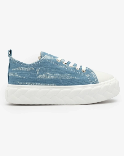 Royalfashion Blaue Damen Denim Sneakers mit geriebenem Nerolera