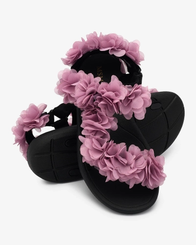 Royalfashion Dunkelrosa Damensandalen mit Blumen Alferroy