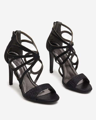 Schwarze Damen-Sandalen aus Brokat mit hohem Absatz Ricata - Footwear