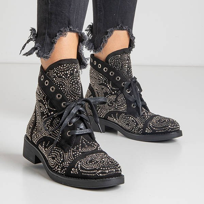 Чорні жіночі черевики зі стразами Elwira - Взуття