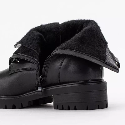 OUTLET Schwarze Stiefel mit Maisperlen - Schuhe