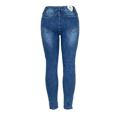 Blaue Jeans mit Falten und Verzierungen - Hose 1