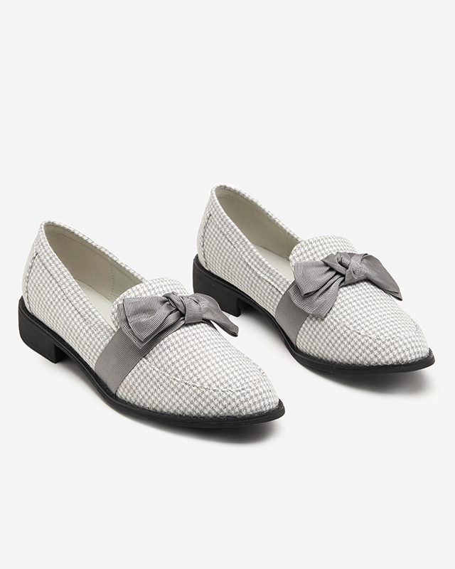 OUTLET Lukisto Hahnentritt-Loafer für Damen in Grau und Weiß - Schuhe
