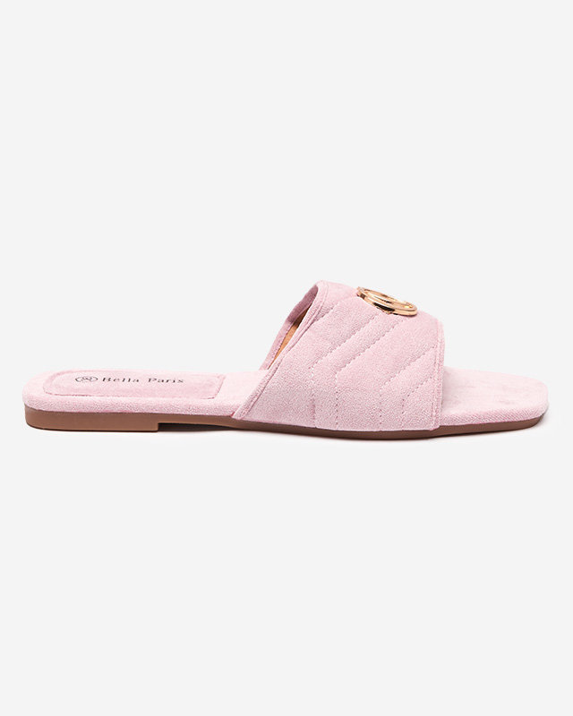 Violette Damen-Slipper aus Öko-Wildleder mit goldener Verzierung Fanico - Footwear