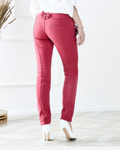 Damen Fuchsia Stoffhose mit niedrigem Bund - Kleidung