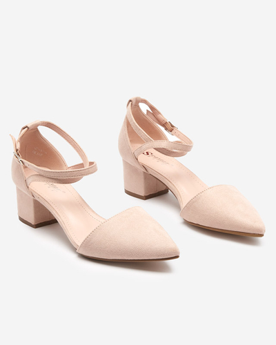 Бежеві жіночі босоніжки на каблуці Crisco