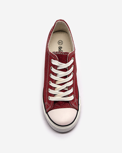 Rote Damen-Sneakers auf einem versteckten Anker mit glänzendem Faden Seggat- Footwear