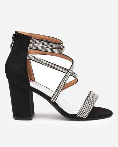 Schwarze Damensandalen auf einem Pfosten mit Strassstreifen Nitorsi - Footwear