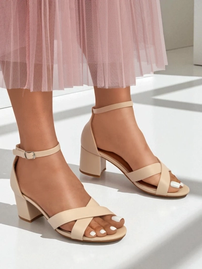 Royalfashion Damen-Sandalen mit niedrigem Blockabsatz Eleganza Strap