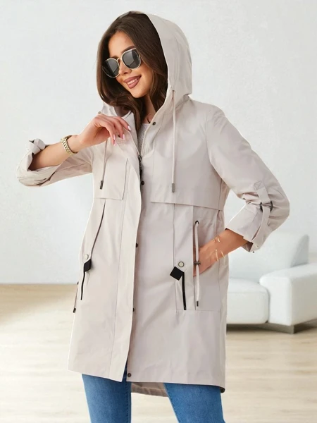 Royalfashion Damen lange Windbreaker-Jacke