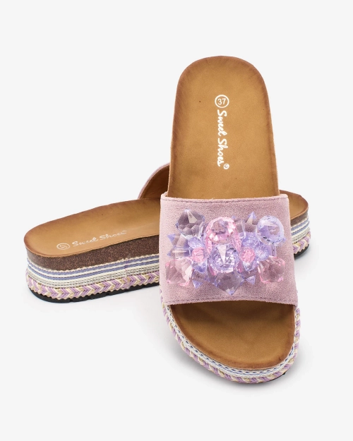 Жіночі шльопанці Royalfashion з кристалами фіолетового кольору Bollah