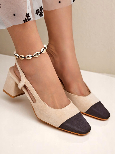 Royalfashion Damen Pumps mit niedrigem Absatz und dekorativer Spitze Eleganzo