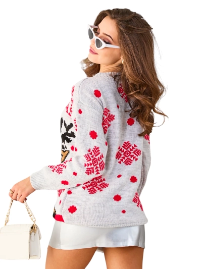 Royalfashion Gray Women's Christmas Sweater with Reindeer