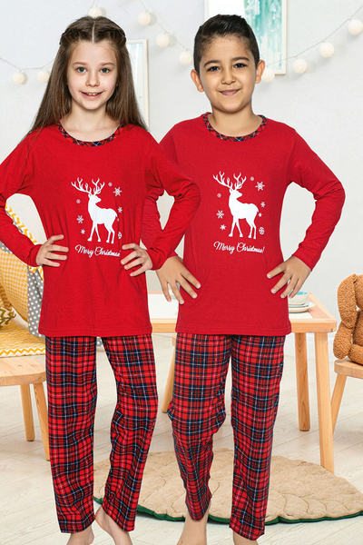 Roter Weihnachtspyjama für Kinder - Kleidung