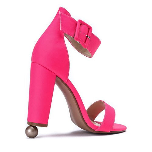 Różowe neonowe sandałki na słupku Katiea - Obuwie