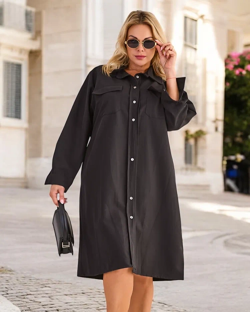 Royalfashion Жіноча тканинна сукня з ґудзиками ПЛЮС РОЗМІР