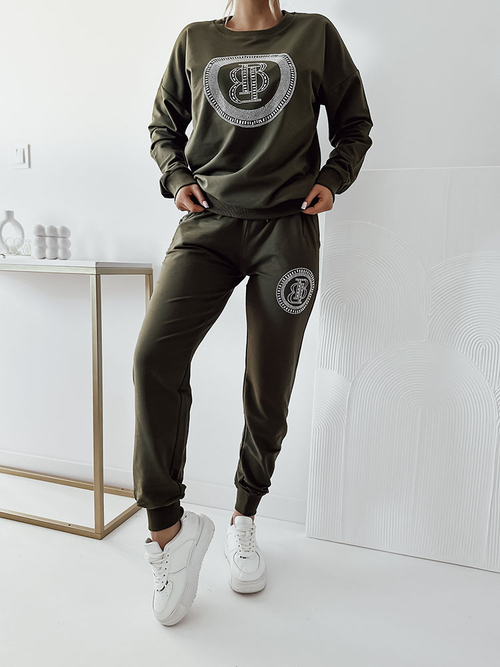 Royalfashion Темно-зелений жіночий світшот з цирконами