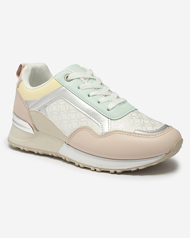 Damen-Schnürschuhe in Beige und Rosa Mnerio- Footwear