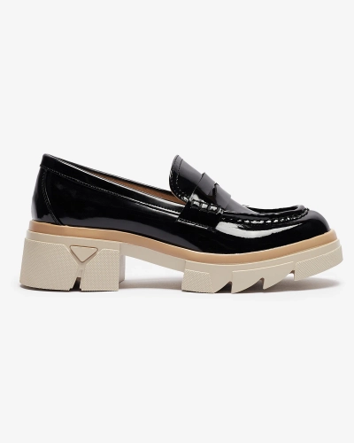 Schwarze Damen Mokassins aus Öko-Lackleder Sepop- Footwear