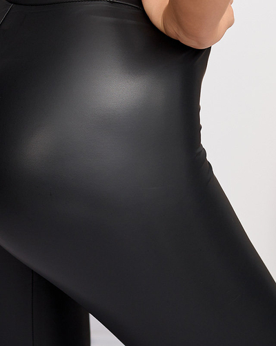 Чорні жіночі легінси з еко-шкіри