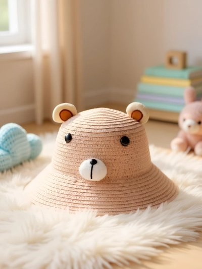 Royalfashion Kinder Strohhut Bär