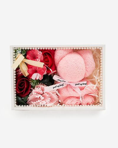 Royalfashion Flowerbox Blumen in einer Box mit einem Teddybär