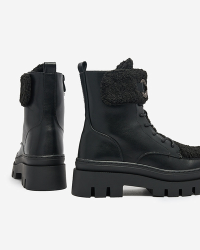 Royalfashion Damenstiefel mit Schafsfell Faeltone