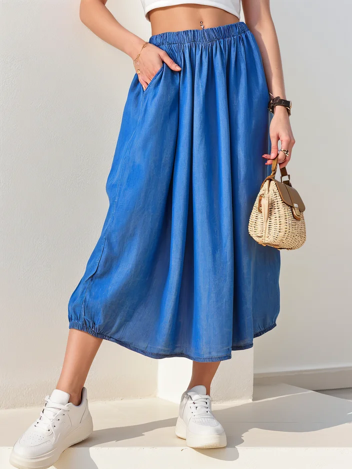 Royalfashion Damen Midirock ähnelt Denim