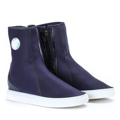 Botki a'la trampki w kolorze granatowym - Obuwie