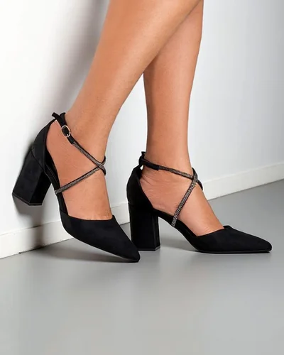 Royalfashion Damen Pumps aus ökologischer Wildleder mit Riemen Eurole