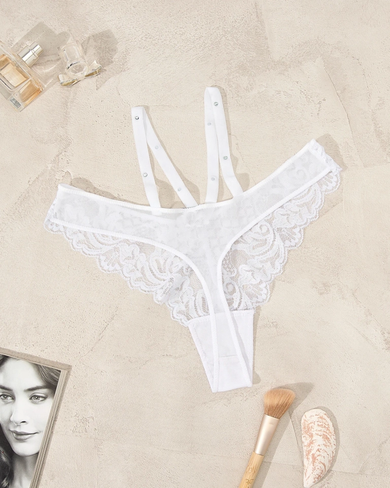 Royalfashion Damen-Tanga-Höschen aus Spitze in Weiß