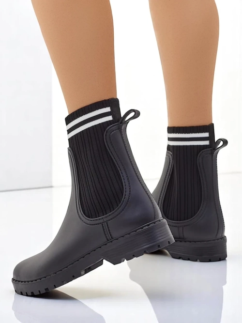 Royalfashion Жіночі дощові чоботи з вищим текстильним вставкою Scarlesa