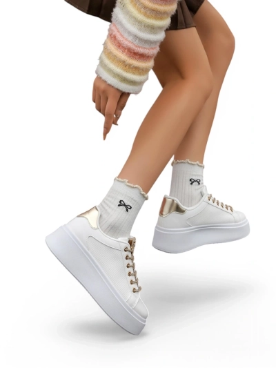 Royalfashion Damen sportliche Sneakers mit dekorativen Schnürsenkeln Eone