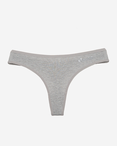 Grauer Damen-String mit Aufschrift - Unterwäsche