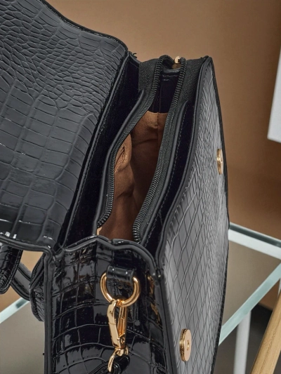 Lakierowana Mała damska torebka z eko skóry Veluna