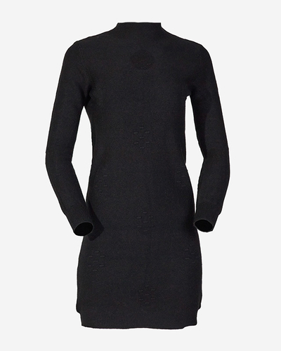 Schwarzes Pulloverkleid mit Rollkragen für Damen - Kleidung