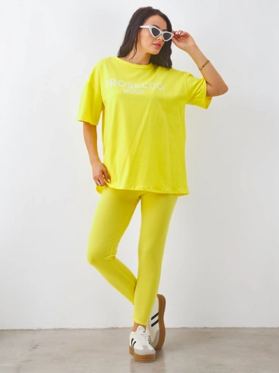 Royalfashion Baumwolle Damen-Set mit kurzen Ärmeln und Leggings