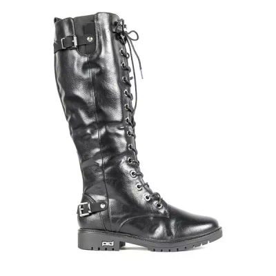 OUTLET Schwarze flache Stiefel Kanuti - Schuhe