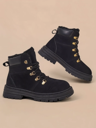 Royalfashion Schwarze Damen-Trapper Develier