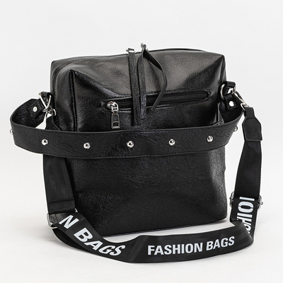 Schwarze Damenhandtasche mit weißen Aufschriften - Accessoires