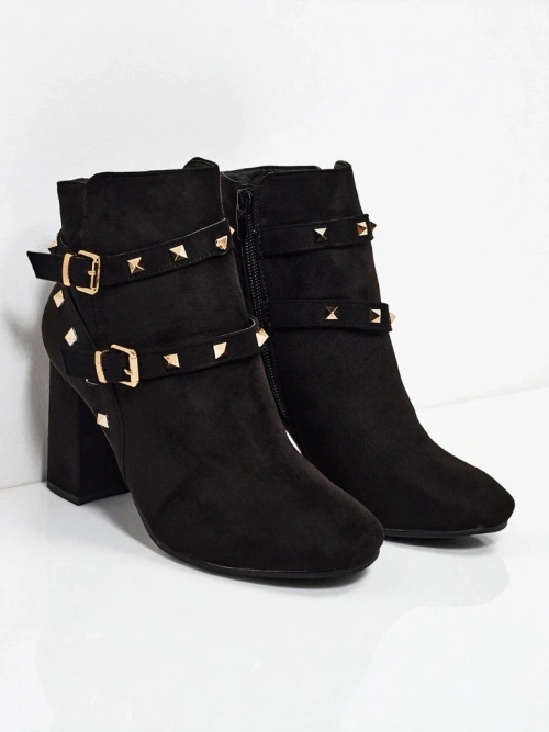 Nova Eleganza Botki na Słupku z Złotymi Elementami