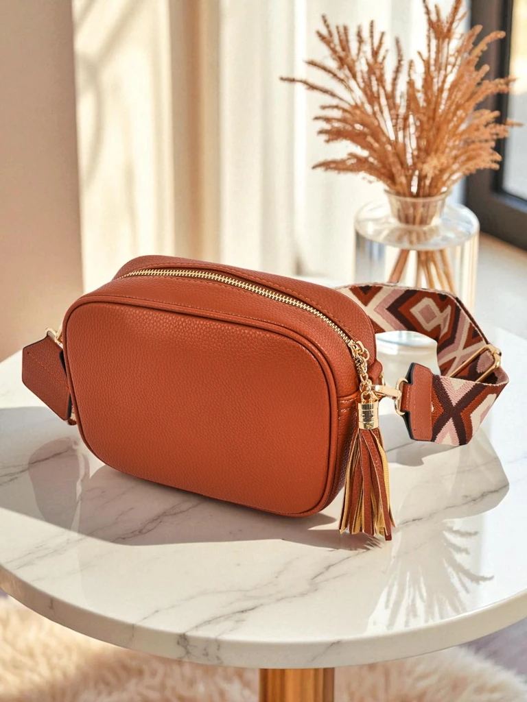 Royalfashion Kleine Damenhandtasche aus Öko-Leder mit buntem Riemen Kovi Lace